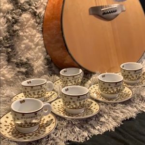 🍳☕️Cute Set of 6 espresso bean coffee cups/plates